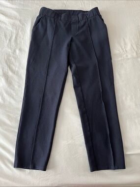 Garnet Hill Navy Cropped Ankle Pants - Tailored Pull-On
